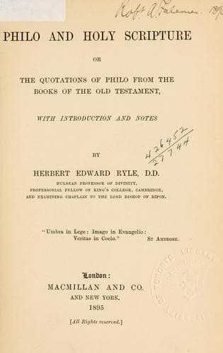 Philo and Holy Scripture