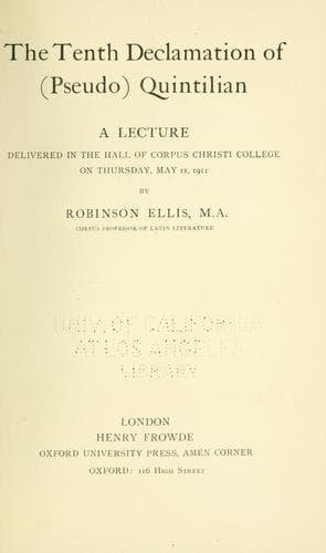 The tenth Declamation of (pseudo) Quintilian