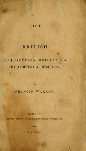 Catalogues of British hemiptera, 1860-1890