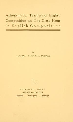 Aphorisms for teachers for English composition and The class hour in English composition