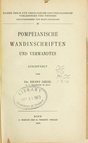Pompeianische Wandinschriften und Verwandtes
