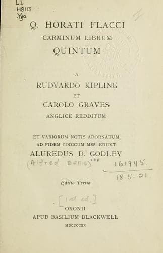 Q. Horati Flacci Carminum librum quintum
