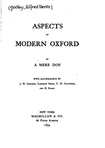 Aspects of modern Oxford