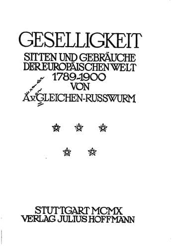 Geselligkeit, sitten und gebräuche der europäischen welt