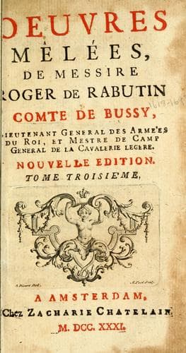 Les memoires de Messire Roger de Rabutin comte de Bussy