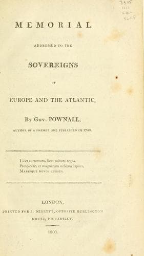 Memorial addressed to the sovereigns of Europe and the Atlantic
