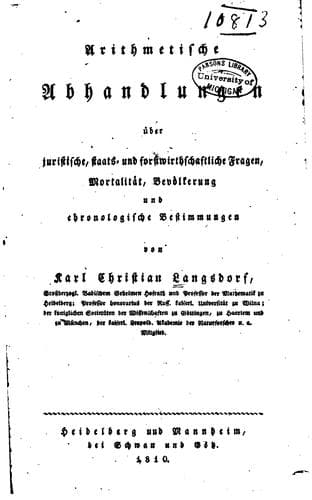 Arithmetische Abhandlungen über juristische, Staats- und forstwirthschaftliche Fragen ..