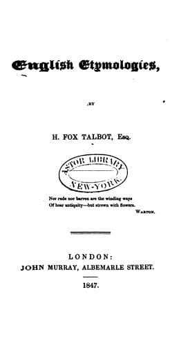 English etymologies