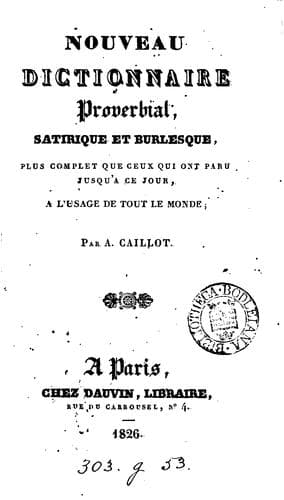 Nouveau dictionnaire proverbial, satirique et burlesque