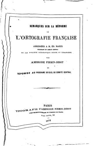 Remarques sur la réforme de l'ortografie française..