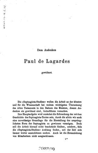 Septuaginta-studien: Hrsg. Von Alfred Rahlfs..