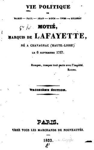 Vie politique de Marie-Paul-Jean-Roch-Yves-Gilbert Motié: marquis de ..