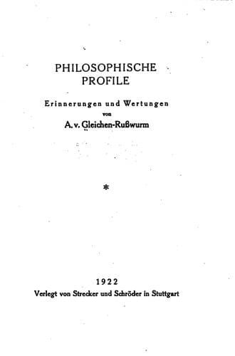 Philosophische Profile: Erinnerungen und Wertungen