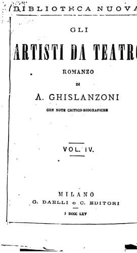 Gli artisti da teatro: romanzo