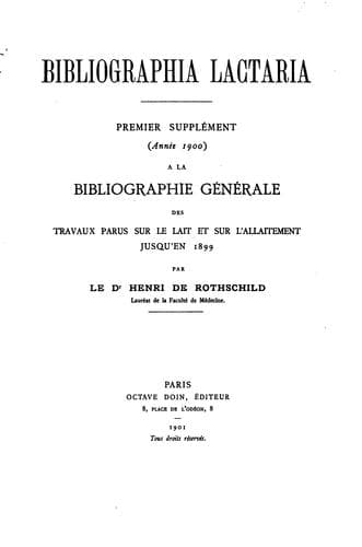 Bibliographia lactaria: bibliographie générale des travaux parus sur le lait ..