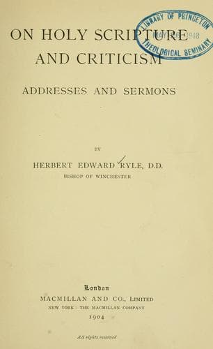 On Holy Scripture and criticism