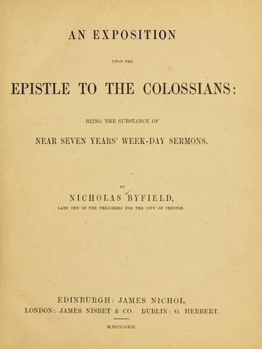 An exposition upon the Epistle to the Colossians