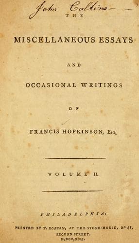 The miscellaneous essays and occasional writings of Francis Hopkinson, Esq
