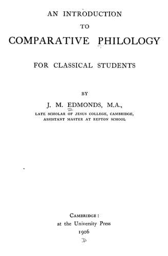 An introduction to comparative philology for classical students