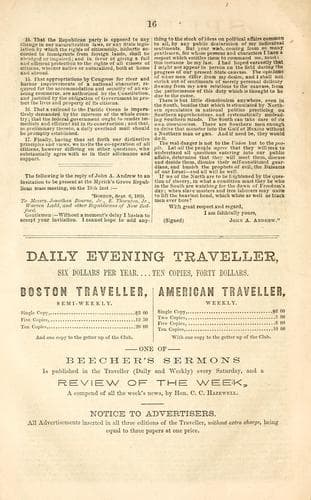 Speeches of John A. Andrew at Hingham and Boston