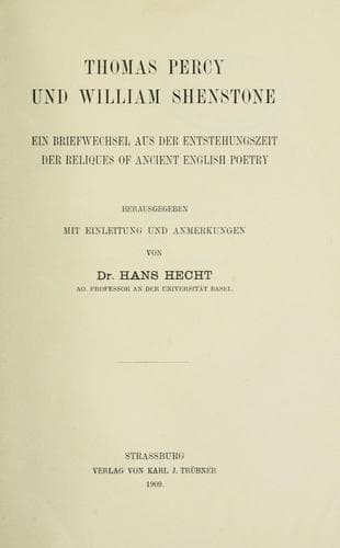 Thomas Percy und William Shenstone