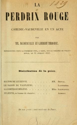 La perdrix rouge, comédie-vaudeville en un acte