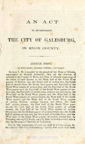 An act to incorporate the city of Galesburg in Knox County