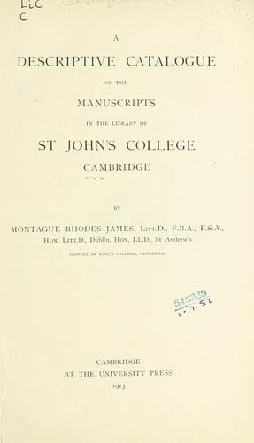 A descriptive catalogue of the manuscripts in the library of St. John's college Cambridge