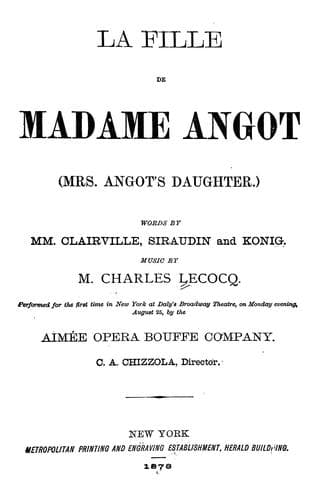 La fille de Madame Angot =
