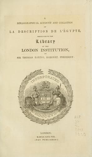 A bibliographical account and collation of La description de l'Égypte