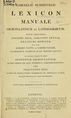 Lexicon manuale graeco-latinum et latino-graecum