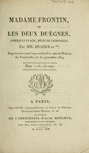 Madame Frontin, ou, Les deux duègnes