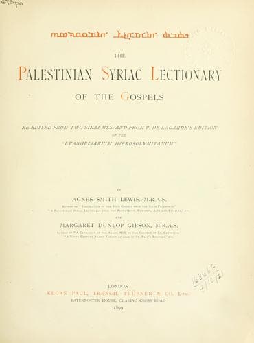 The Palestinian Syriac lectionary of the Gospels