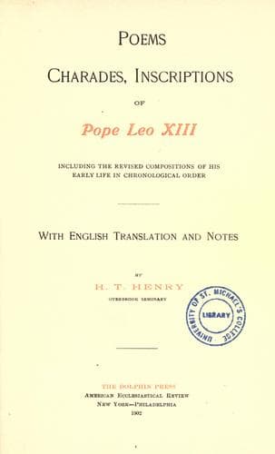 Poems, charades, inscriptions of Pope Leo XIII