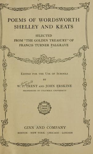 Poems of Wordsworth, Shelley and Keats