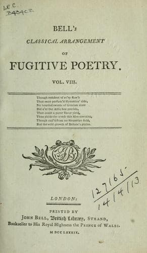Classical arrangement of fugitive poetry