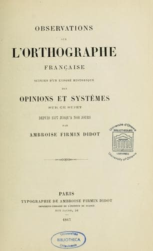 Observations sur l'orthographe française