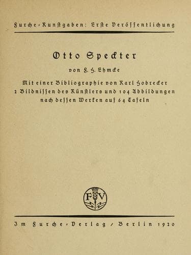 Otto Speckter, mit einer Bibliographie von Karl Hobrecker