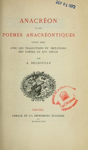 Anacréon et les poèmes anacréontiques