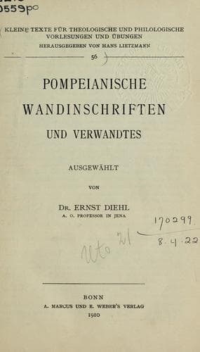 Pompeianische Wandinschriften und Verwandtes