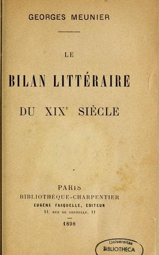 Le bilan littéraire du XIXe siècle
