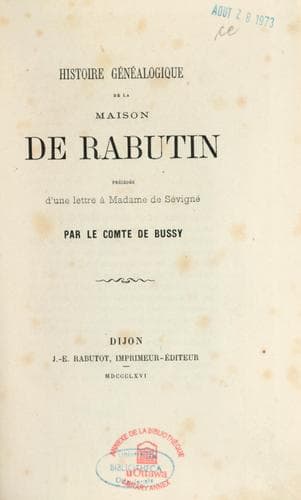 Histoire généalogique de la maison de Rabutin