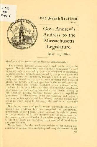Address to the Massachusetts legislative