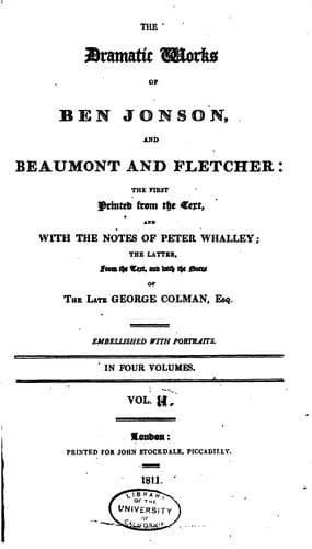 The Dramatic Works of Ben Jonson, and Beaumont and Fletcher