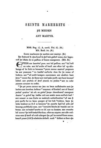 Seinte Marherete the meiden ant martyr, in Old English