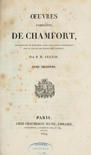Oeuvres complètes de Chamfort
