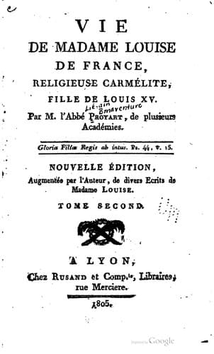Vie de madame Louise de France