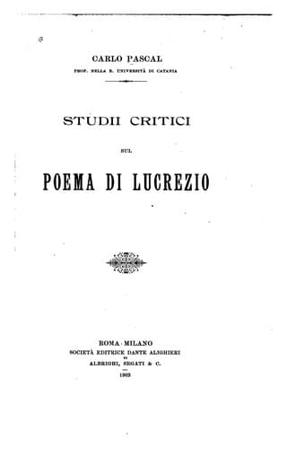 Studii critici sul poema di Lucrezio