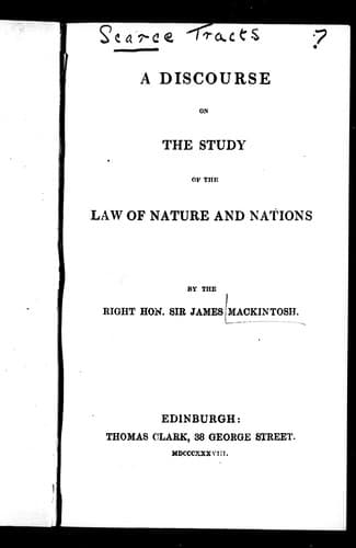 A discourse on the study of the law of nature and nations