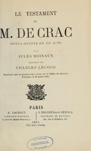 Le Testament de M. de Crac